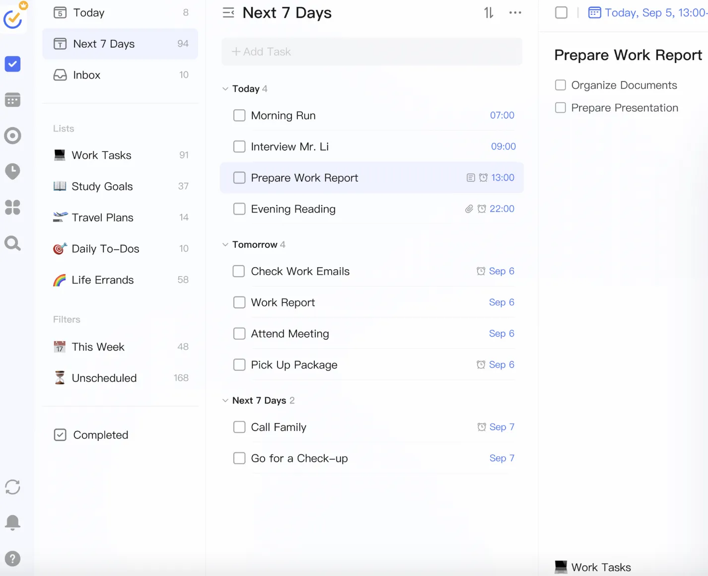 Aplicación minimalista de listas de tareas pendientes: TickTick