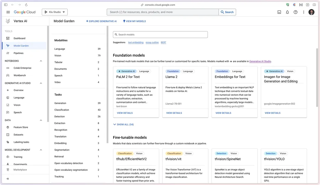 Dashboard Vertex AI