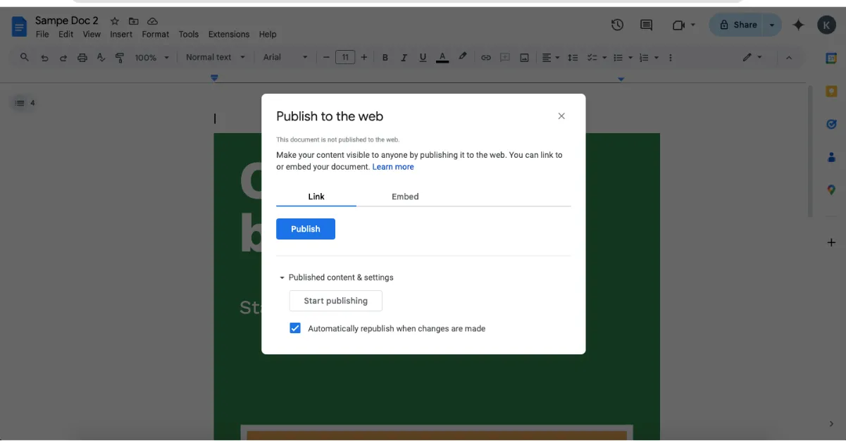 Google Docs 인터페이스