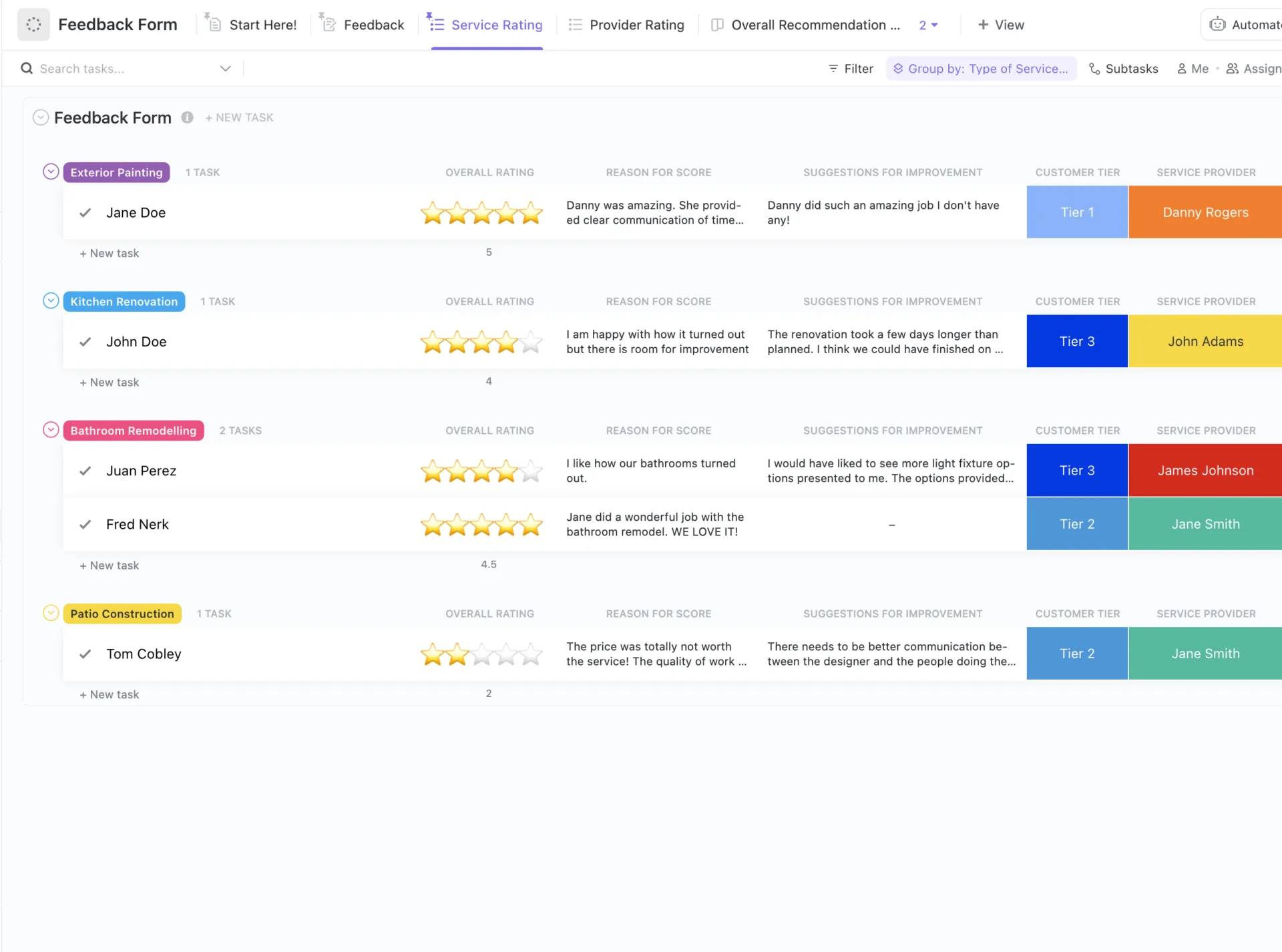 Sjabloon voor feedbackformulier van ClickUp
