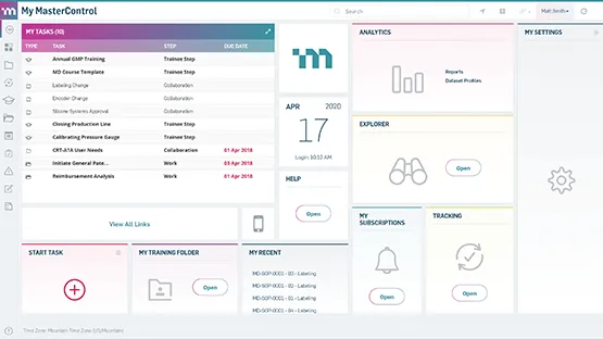 Software MasterControl CTMS per la documentazione clinica e la gestione della qualità