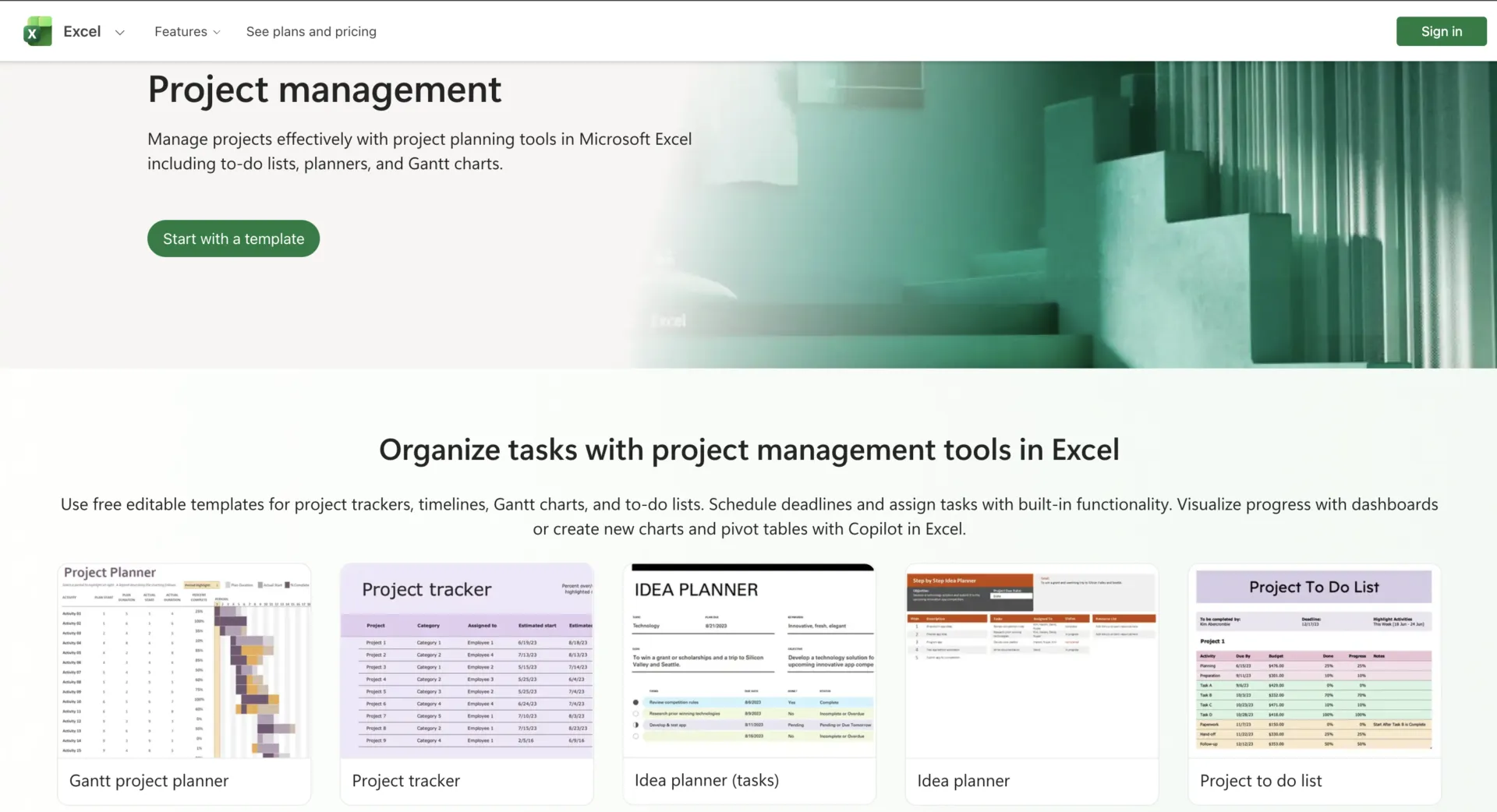 via de sjabloongalerij van Microsoft Excel: Excel-projectmanagement