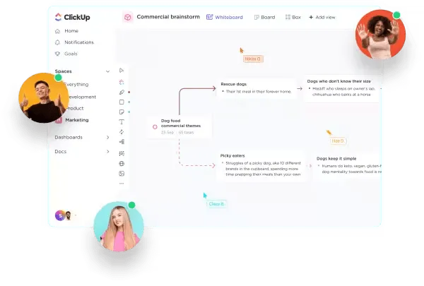 ใช้ ClickUp Whiteboards เพื่อทำงานร่วมกันแบบเรียลไทม์
