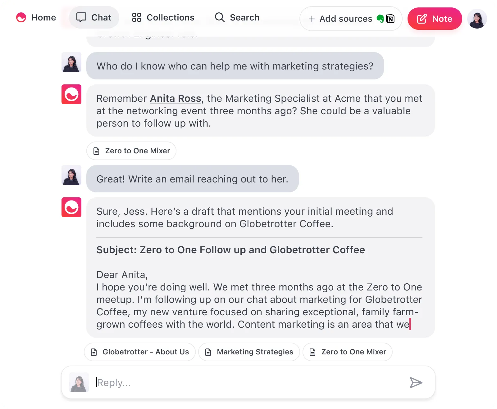 Fonctionnalité chatbot de Mem