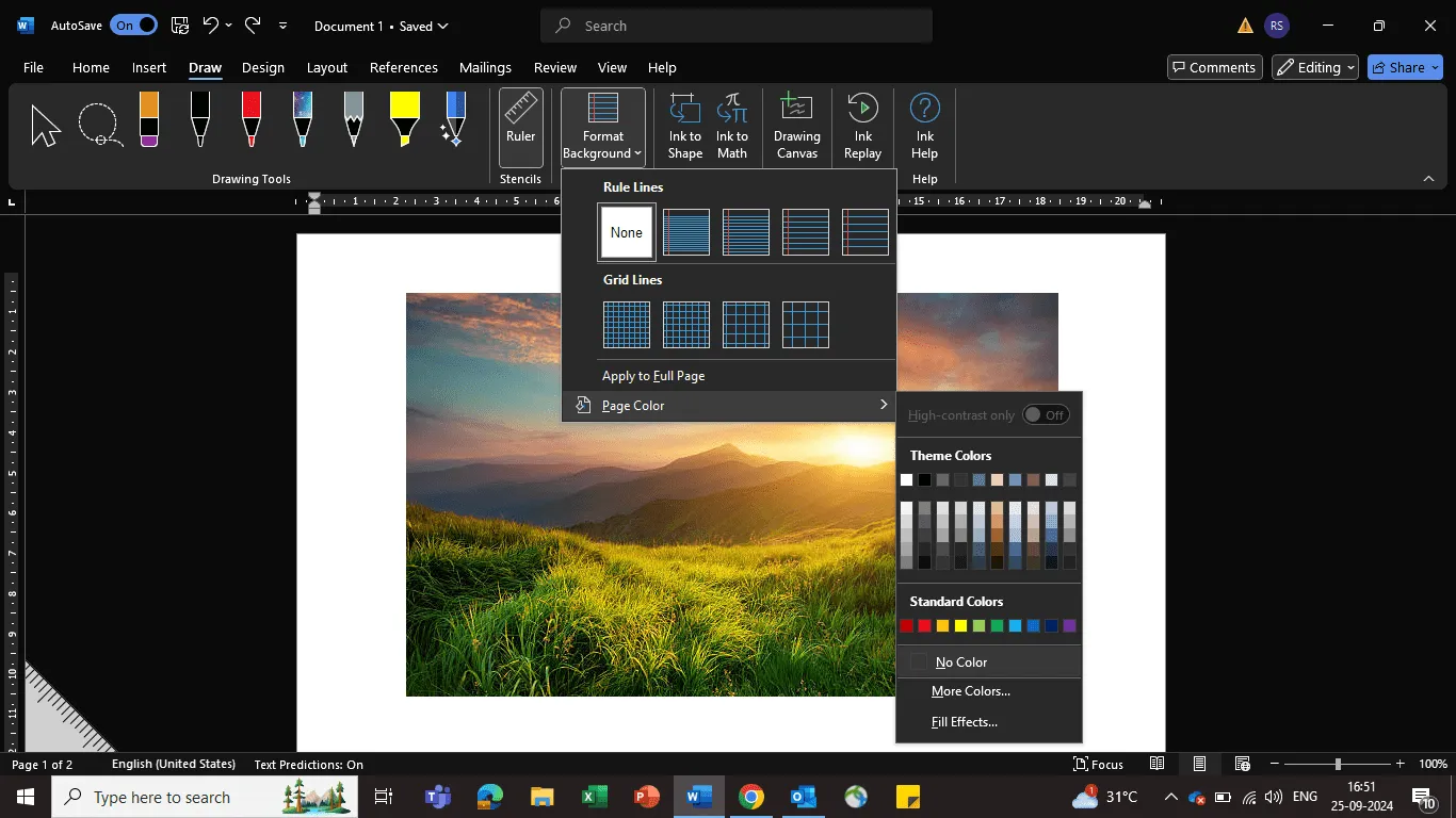 Como desenhar no Word - Personalizando o fundo
