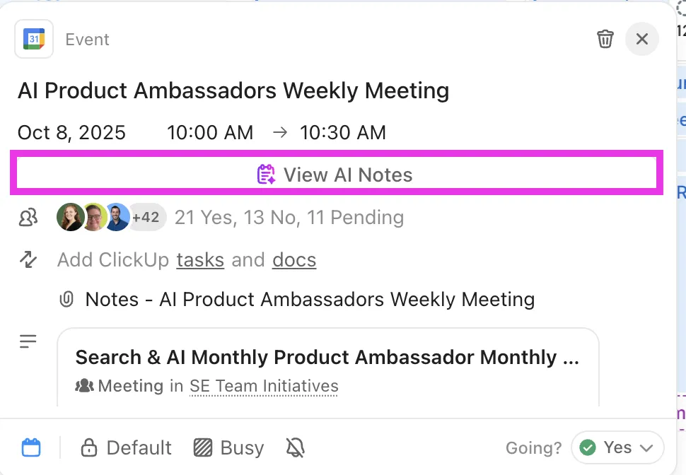 ClickUp AI Notetaker, damit Ihre Meetings umsetzbar werden