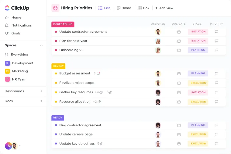ClickUp reclutamento Pipeline