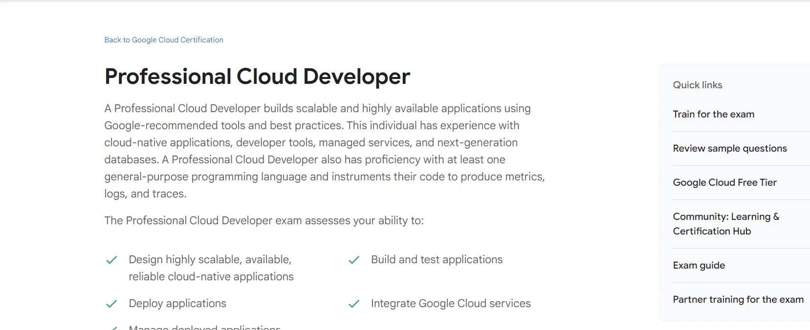 Sviluppatore cloud professionista certificato Google