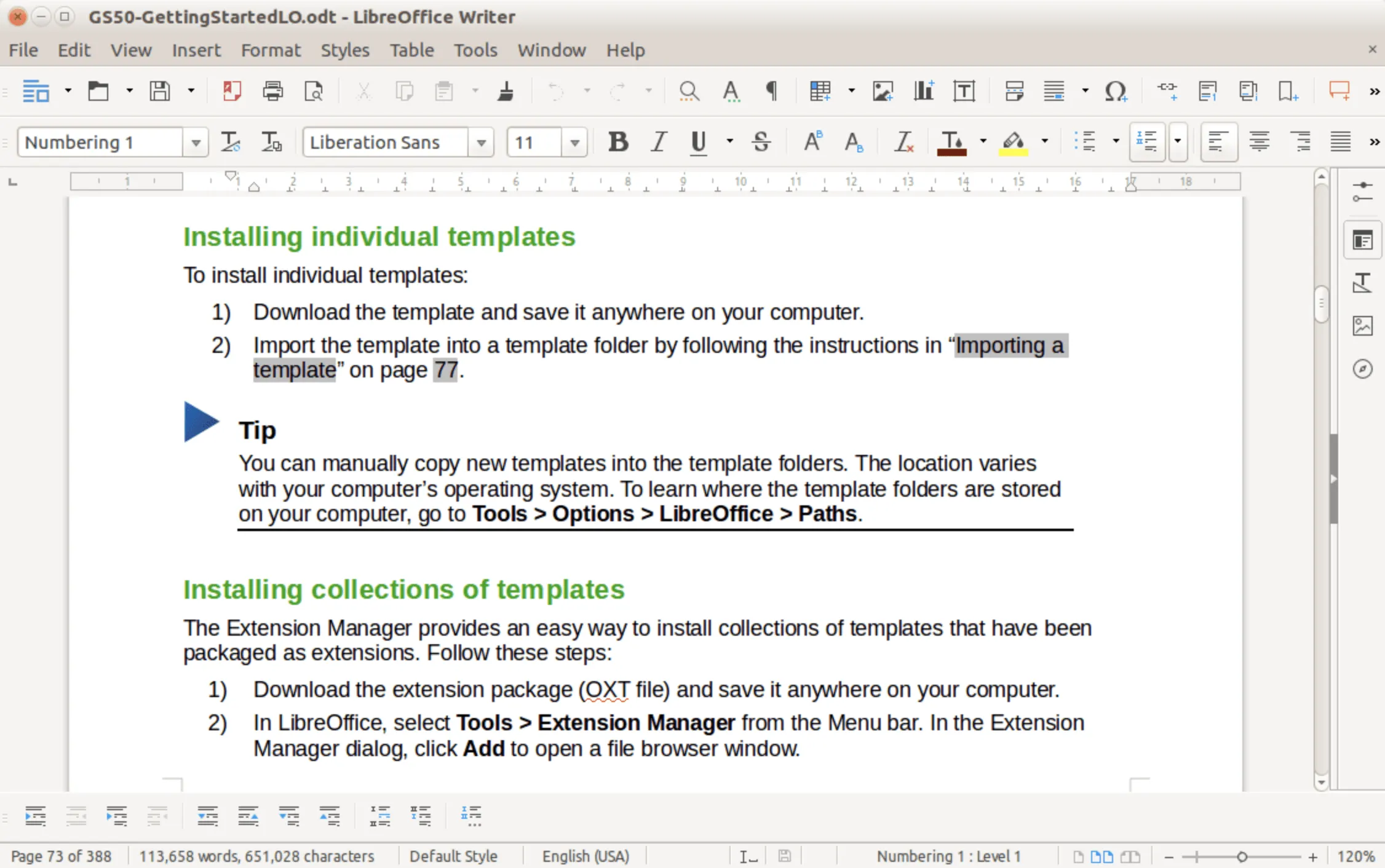 Capture d'écran de LibreOffice