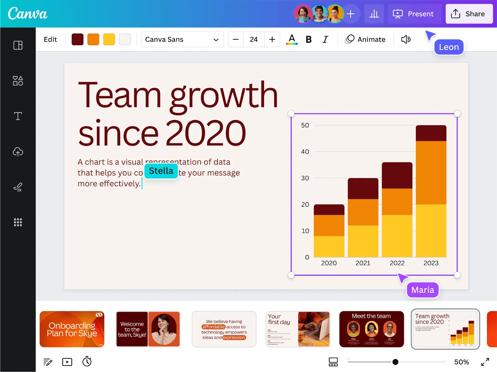 Alternativa a Slides IA: Canva: ideal para contar historias de forma creativa y visual.