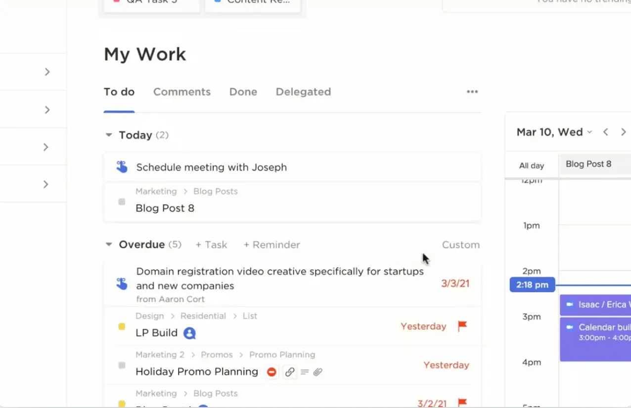 Bądź na bieżąco ze swoimi projektami dzięki przypomnieniom ClickUp