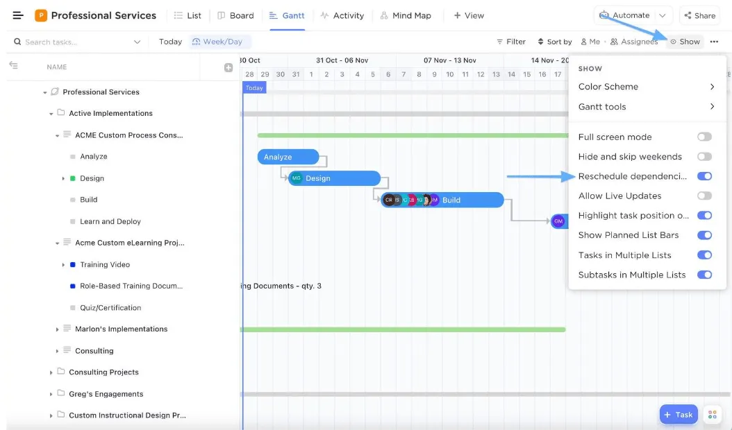Reprogrammez les dépendances pour visualiser l'impact.