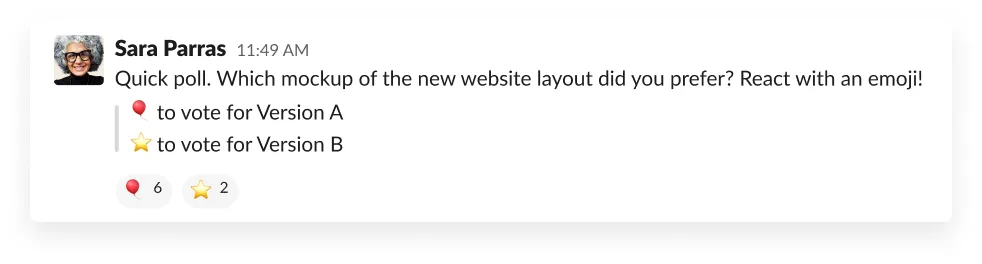 Emoji-Umfrage in einer Slack-Nachricht