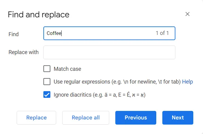 Como encontrar uma palavra no Google Docs: digite a palavra a ser encontrada