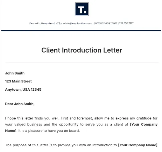 Modèle de lettre de présentation client par Template.Net