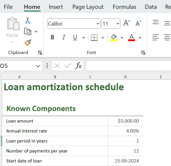Configure sua tabela de amortização no Excel