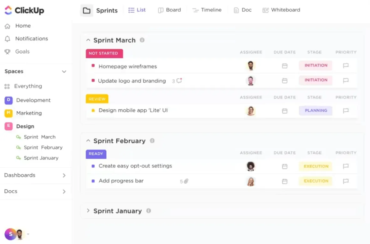 Software de gerenciamento de projetos de design da ClickUp: ferramentas de feedback de design