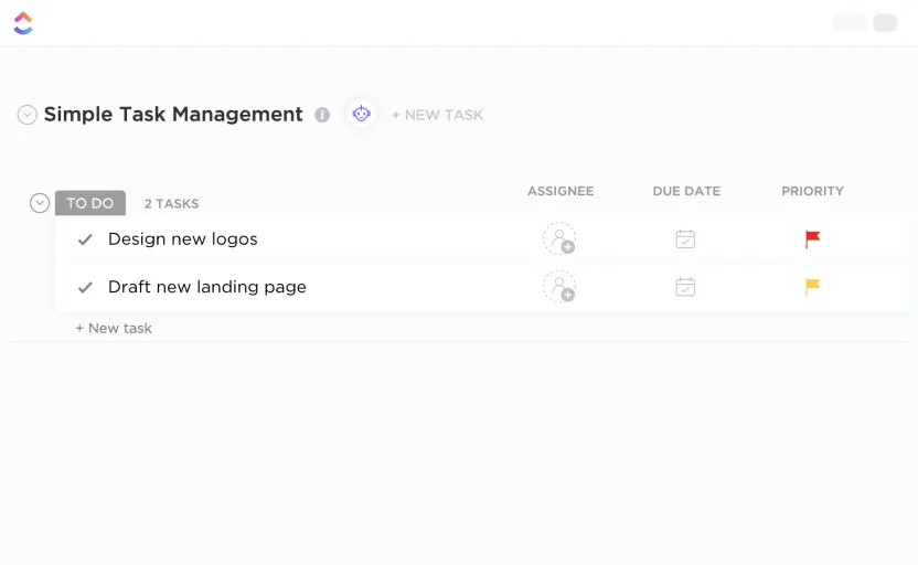 Template Daftar Tugas Manajemen Proyek: Template Manajemen Tugas Sederhana ClickUp