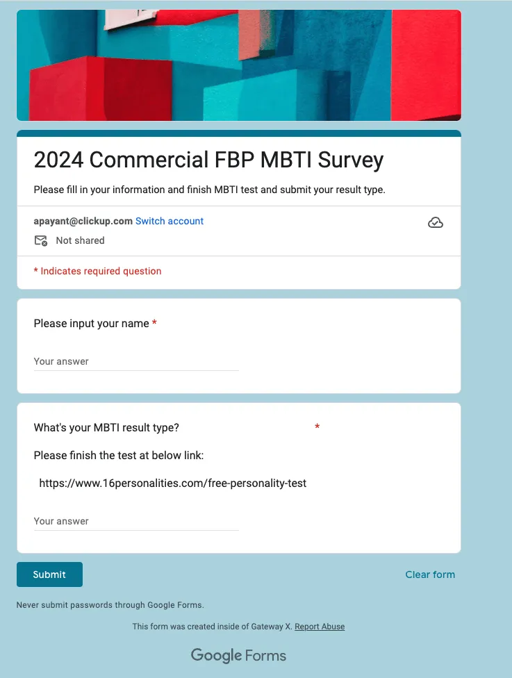 Google Forms-Vorlage für Marktforschungsformulare