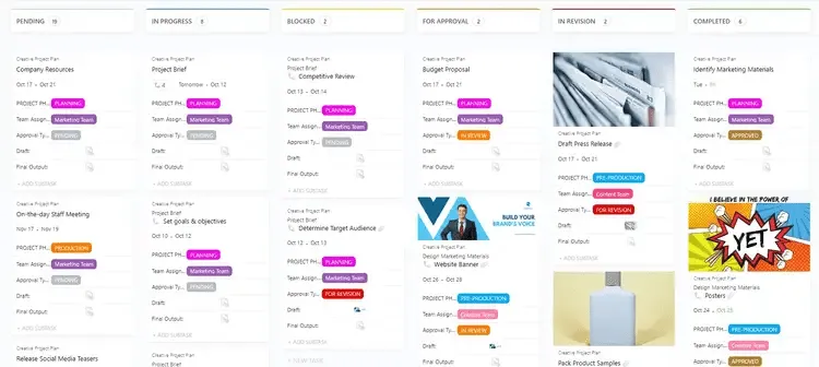 Utilisez le modèle de plan de projet créatif ClickUp pour définir efficacement les tâches de vos projets créatifs.
