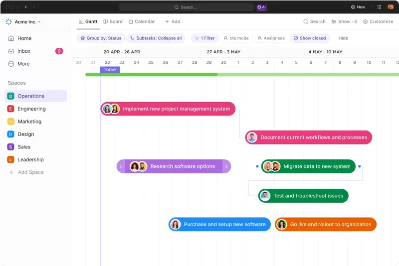 Използвайте персонализираните изгледи на ClickUp, за да идентифицирате пречките и да подобрите показателите за ефективност на софтуерните разработчици.