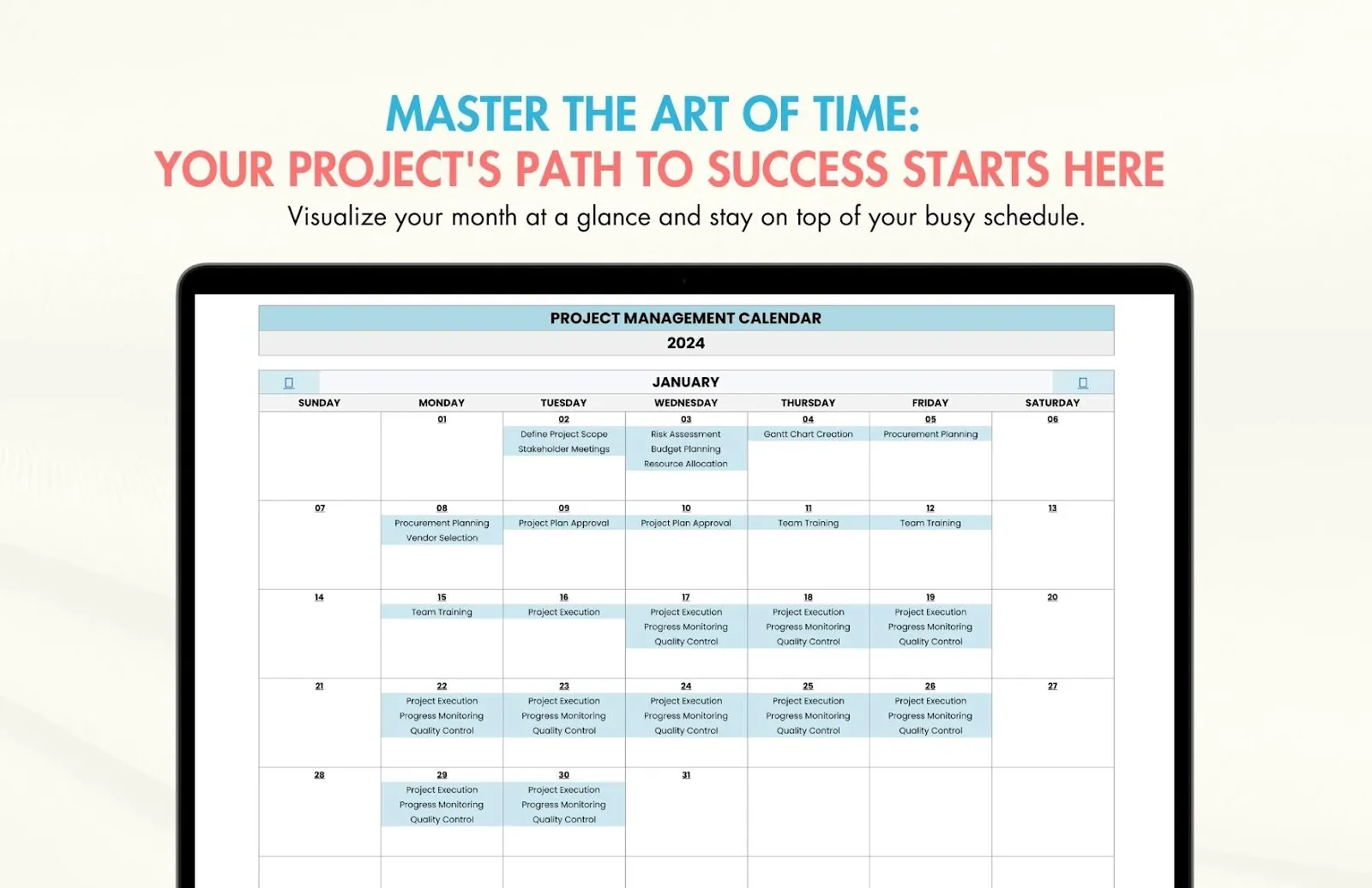 Modèle de calendrier de gestion de projet par Template.net