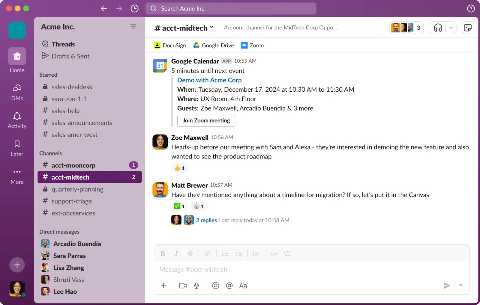 Slack-Schnittstelle: asynchrones Messaging