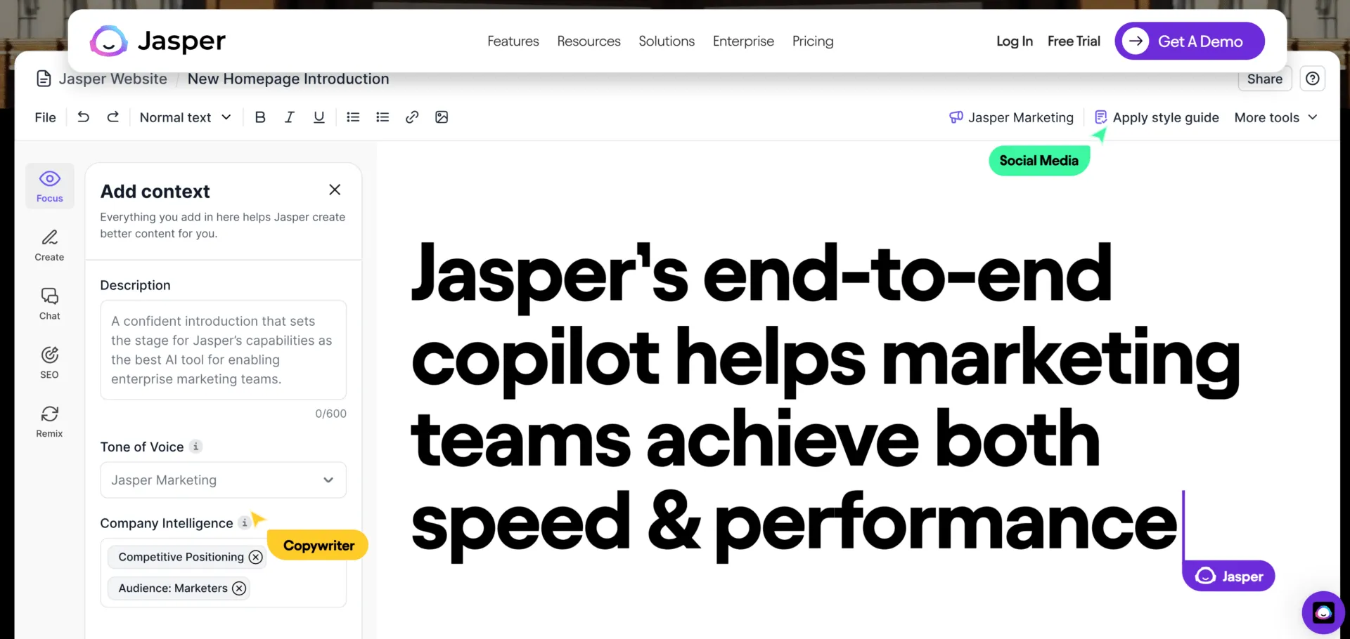 Le copilote IA de Jasper pour les équipes marketing