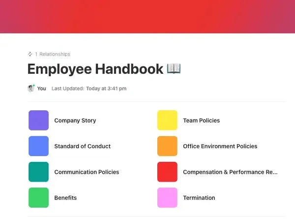 Defina los elementos esenciales de la empresa y fomente un entorno de trabajo satisfactorio con la plantilla de manual del empleado HVAC de ClickUp.