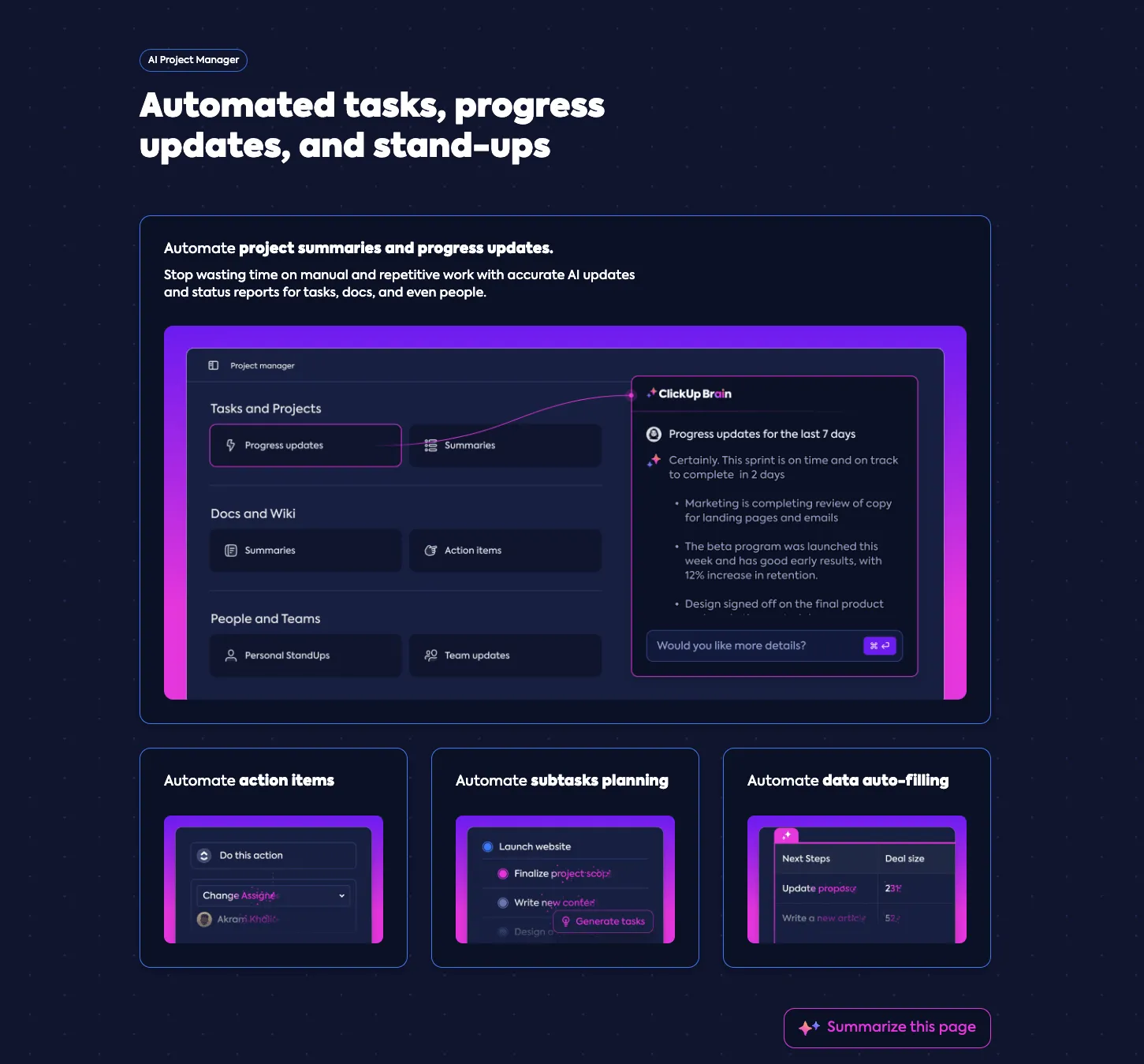 ClickUp Brain-Startseite