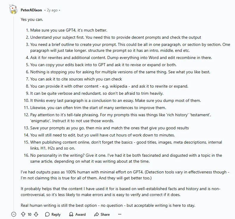Reddit-Bewertung – ChatGPT