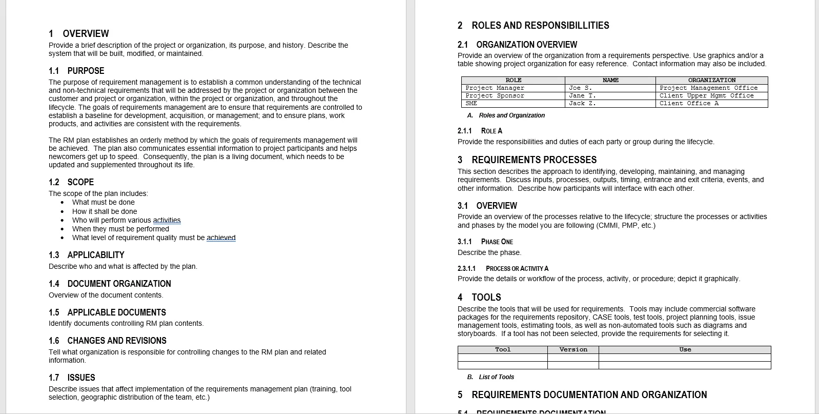 Ejemplo de plan de gestión de requisitos