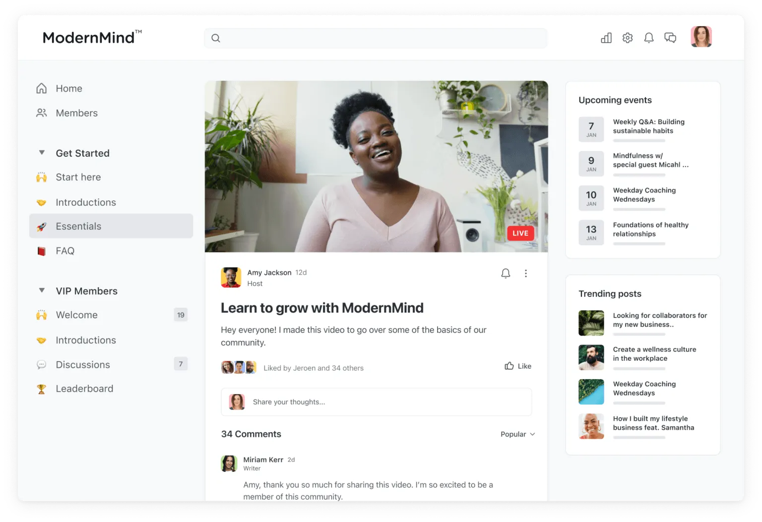 Alternativen zu Facebook-Gruppen: Circle (am besten geeignet für Community-Plattformen mit integrierten Tools für die Kurserstellung)