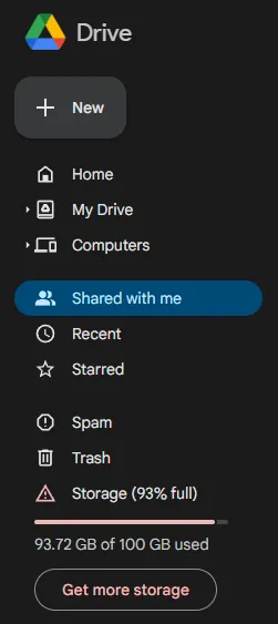 "Condivisi con me" su Google Drive