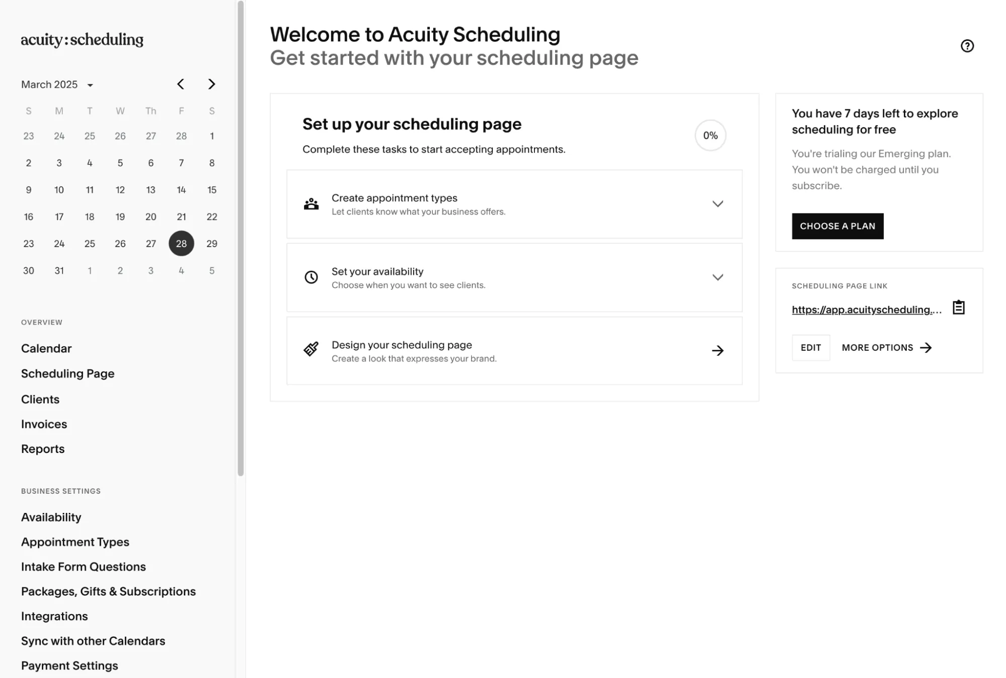 Acuity Scheduling 대시보드: 의료 예약 소프트웨어 시스템