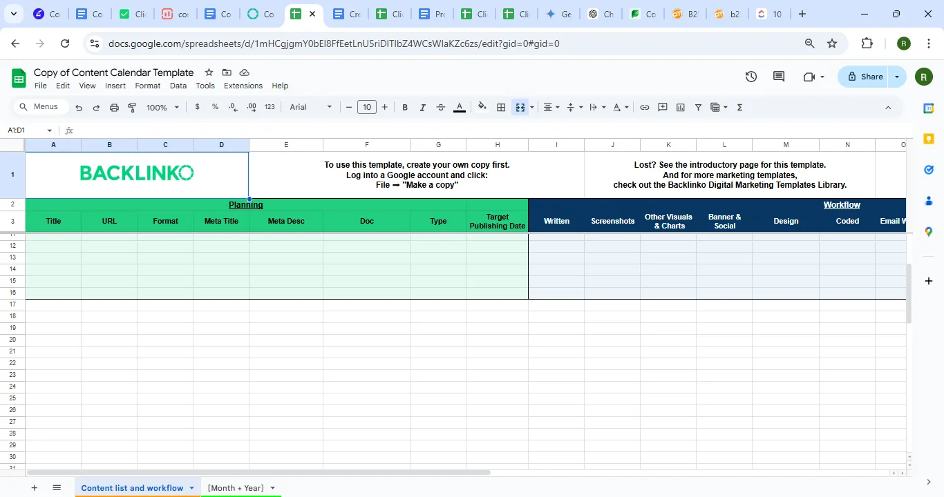 เทมเพลตปฏิทินเนื้อหา Google Sheets: เทมเพลตปฏิทินเนื้อหา Google Sheets