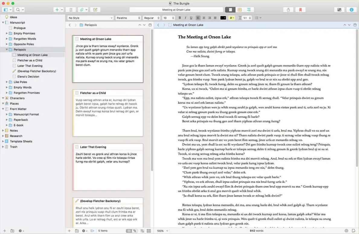 App per la creazione di schemi: Scrivener