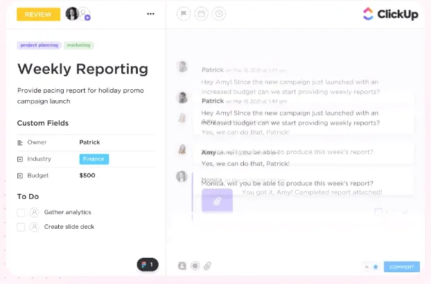 أدوات التعاون من ClickUp