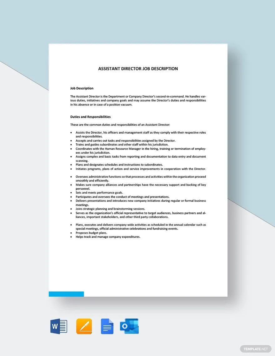 Modèle Word de description de poste d'assistant réalisateur