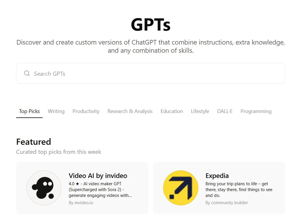 Pengembang yang mempublikasikan GPT di Toko GPT OpenAI
