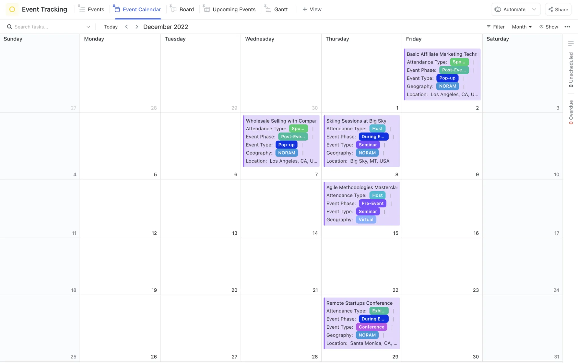 Plan en coördineer gebeurtenispromoties met een gebeurtenismarketingkalender