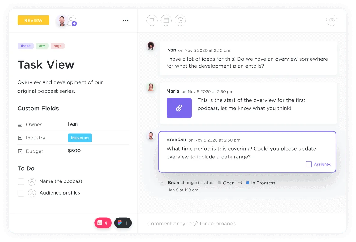ClickUp-Kommentare