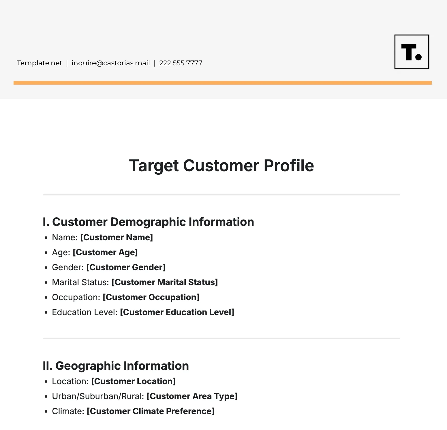 Шаблон за профил на целеви клиент от Template.Net: шаблон за клиентски профил