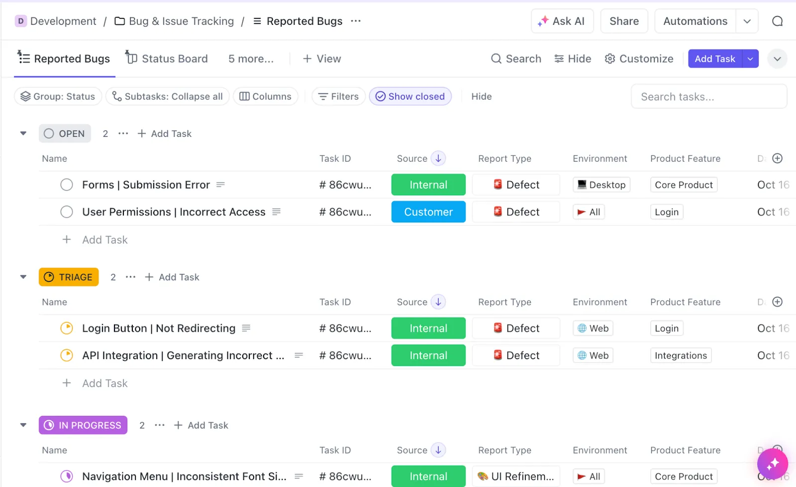 Plantillas de seguimiento de problemas de ClickUp: cómo exportar Jira a Excel.