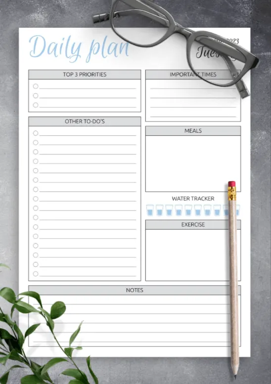 Agenda giornaliera stampabile con elenco delle cose da fare di On Planners