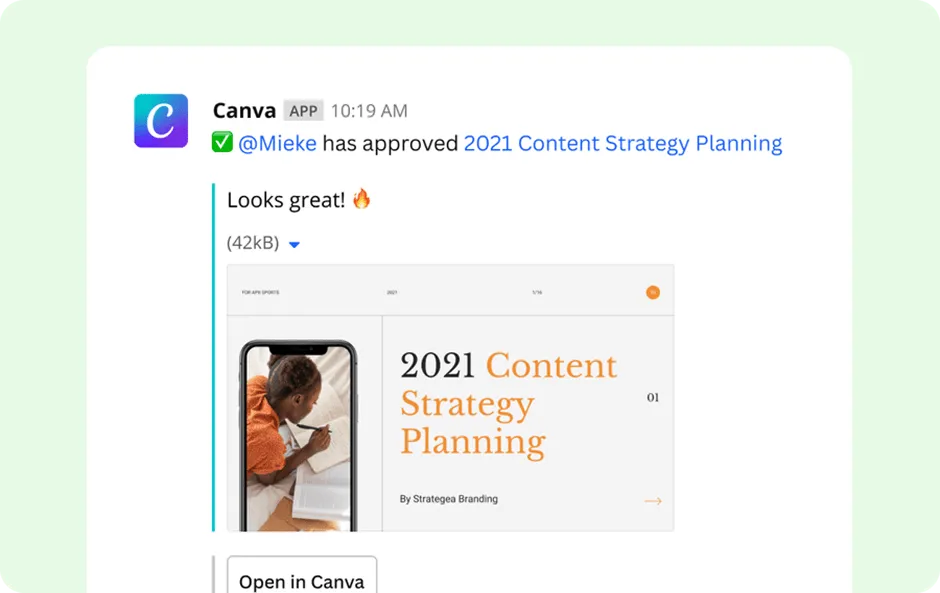 اربط Canva بـ Slack