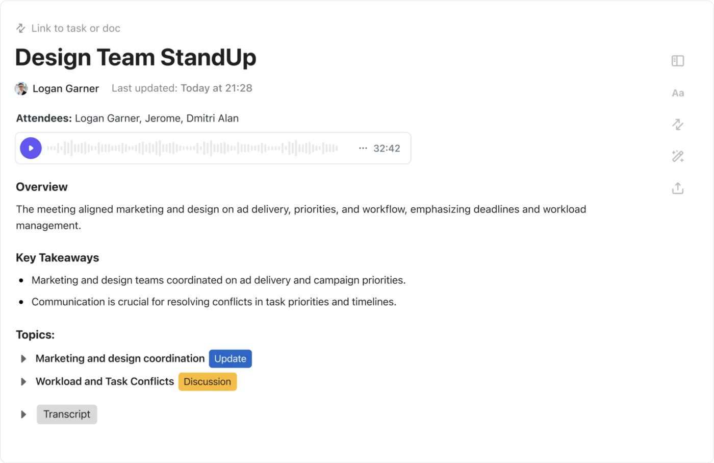 ClickUp's AI Notetaker