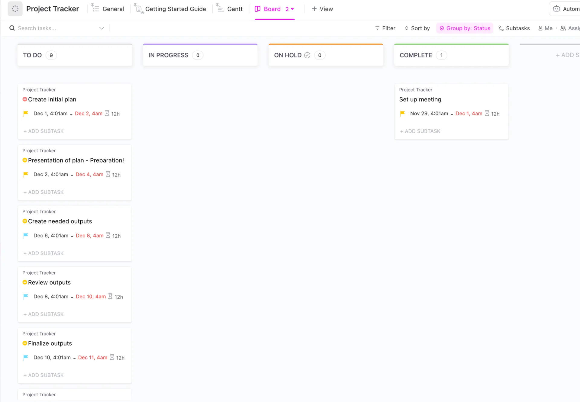 Template Papan Kanban Pelacak Proyek ClickUp