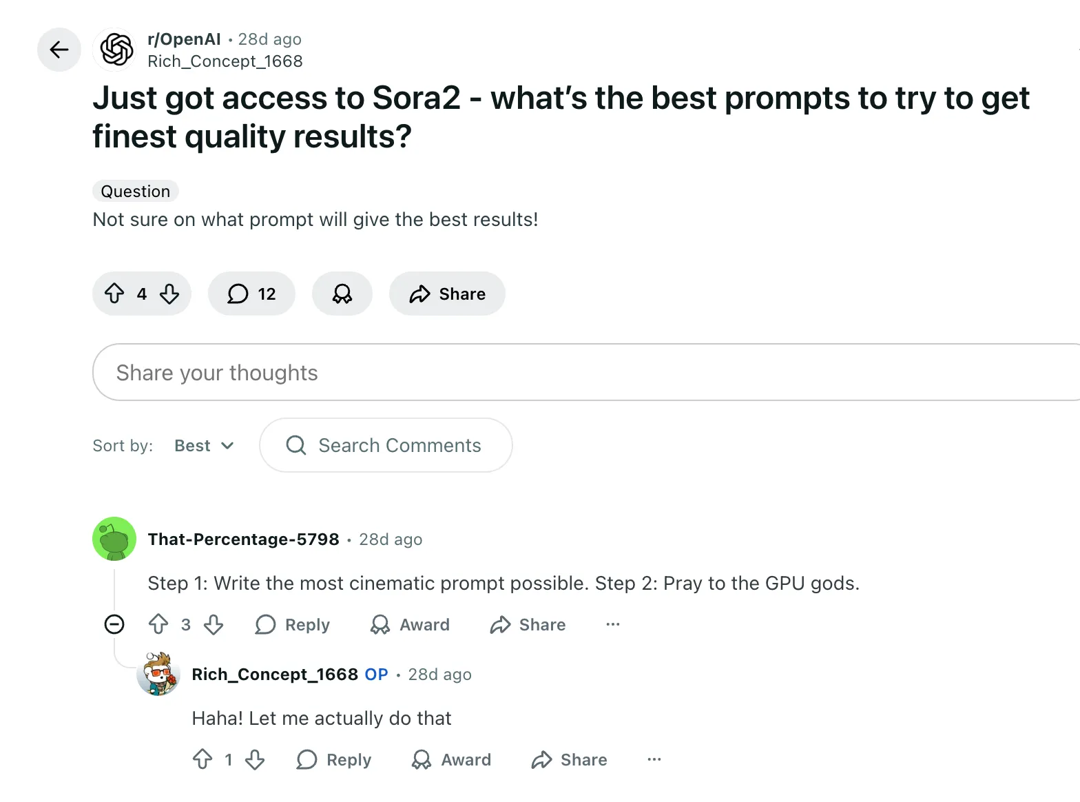 SORA KI Reddit-Unterhaltung