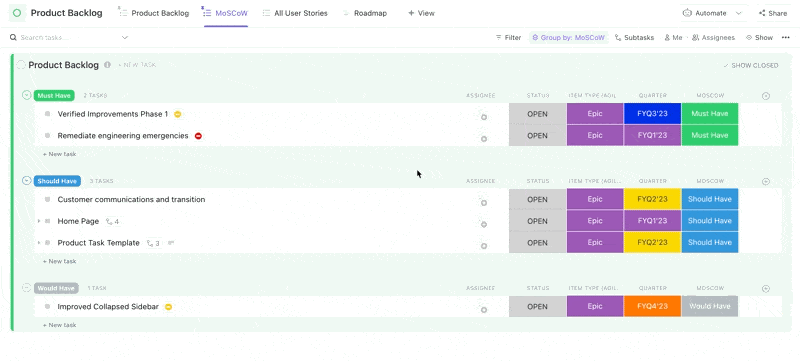 ClickUp-benutzerdefinierte Felder: Liste idealer Clients